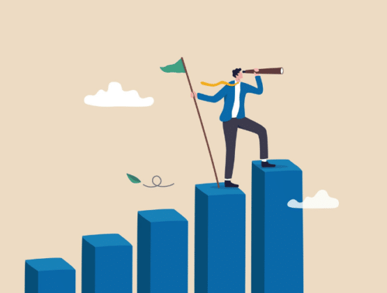 A person standing on top of a graph