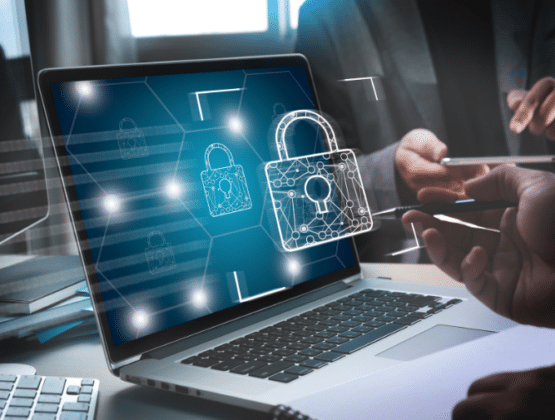 A computer screen with a drawing of a lock on it