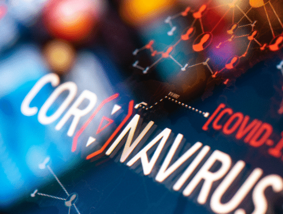 Coronavirus sign on a screen