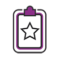 Icon of a clipboard with a star in the middle