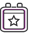 Icon of a calendar with a star in the middle