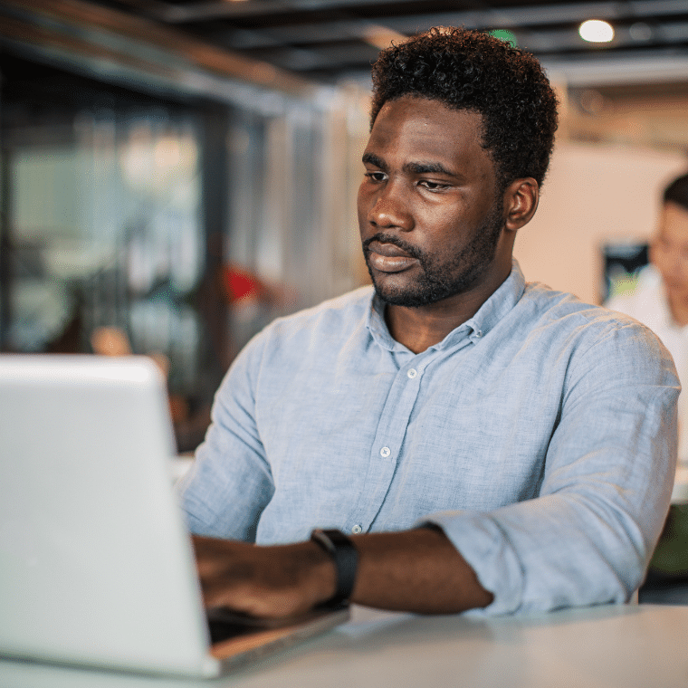 Employee working on laptop