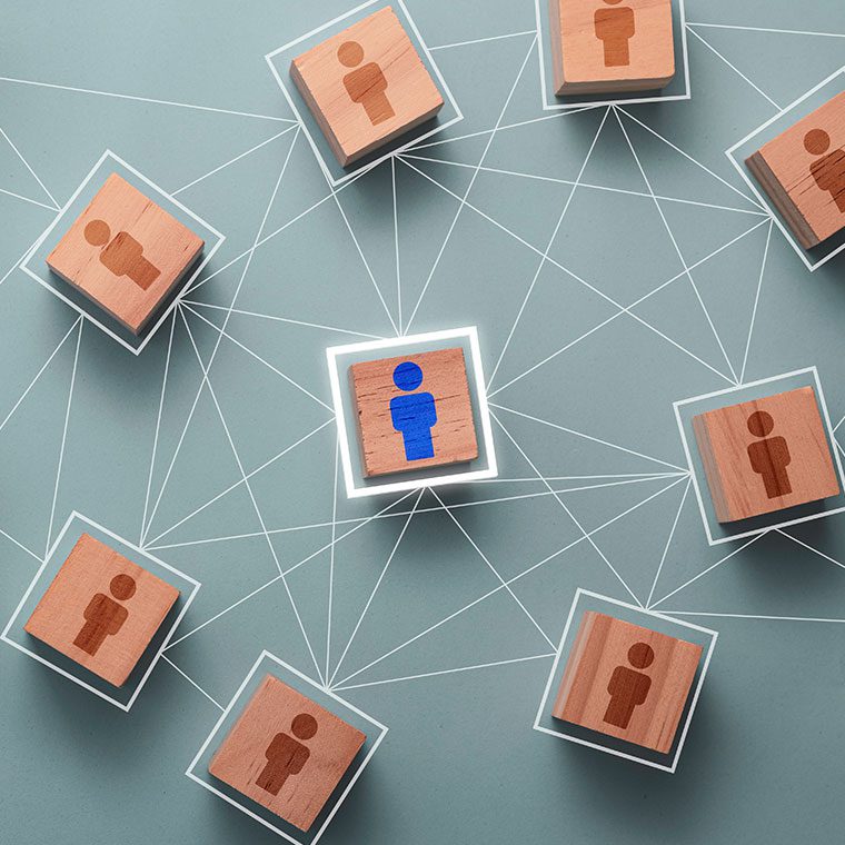 Personnel cubes displayed to represent organisation development