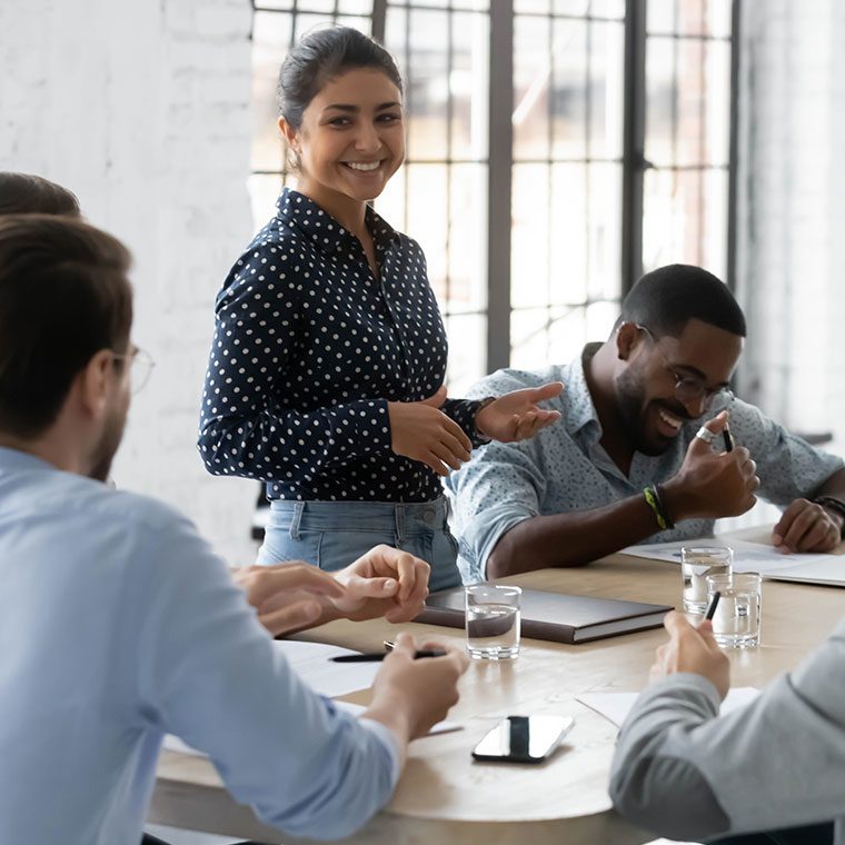 Group of colleagues in a meeting together