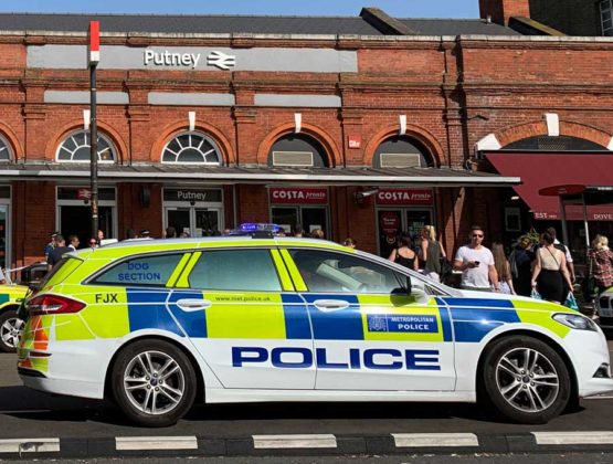 Police car outside Putney station