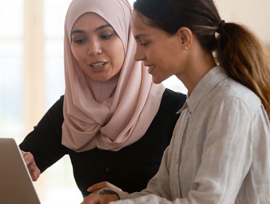 Trainer working with apprentice