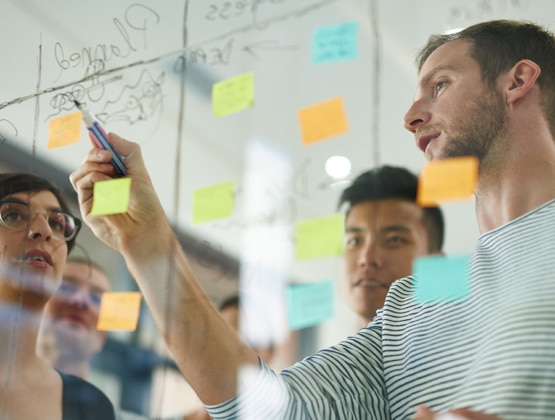 Group of colleagues working together in workforce planning