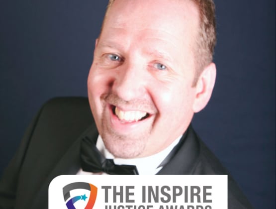 Alfie Moore and Inspire Justice Awards logo