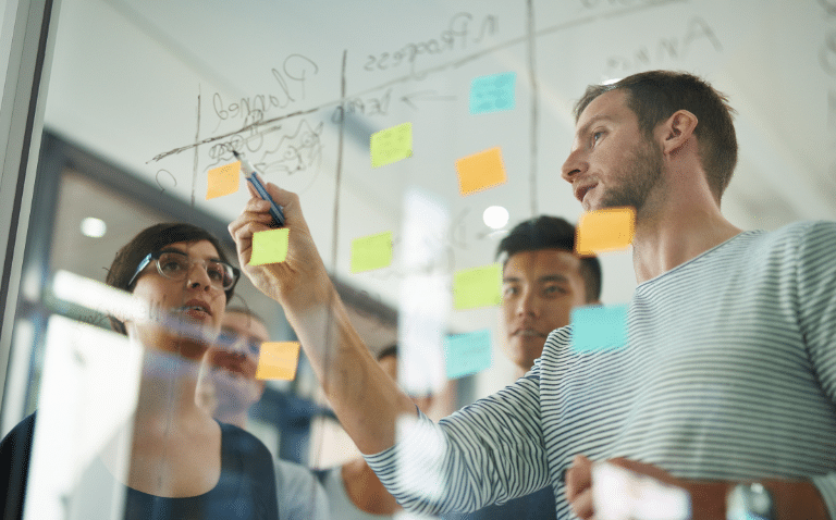 Colleagues talking together.