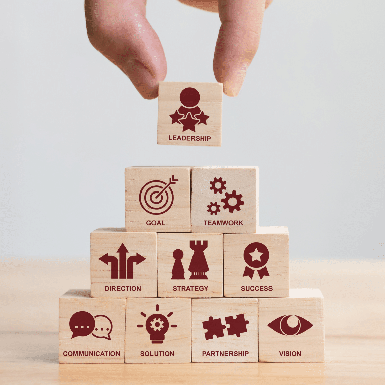 Leadership blocks indicating the concept of leadership
