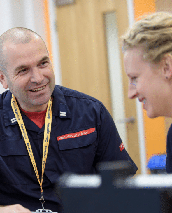 Two people working in the fire service