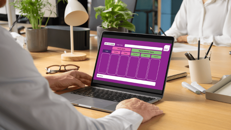 Skills for Justice logic model on a computer screen