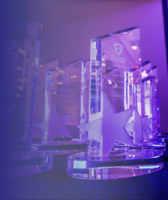 Inspire Justice Awards trophies