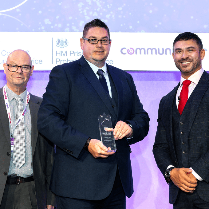 Jamie Williams receiving an Inspire Justice Award