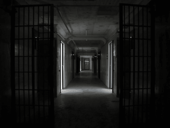 Dark prison corridor