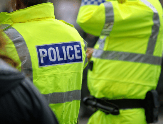 Back of two police officers