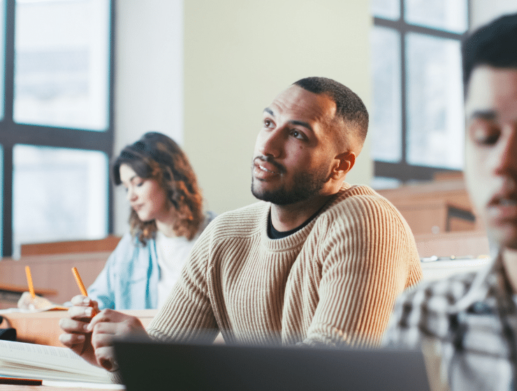 Adult male student in classroom environment
