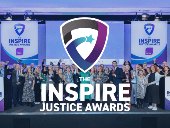 Inspire Justice Awards logo overlayed on photo of 2025 finalists