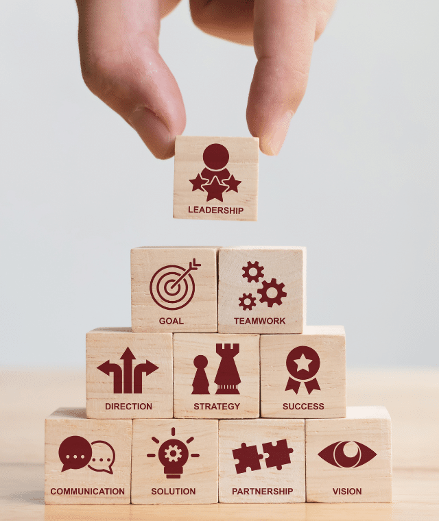 Leadership blocks indicating the concept of leadership