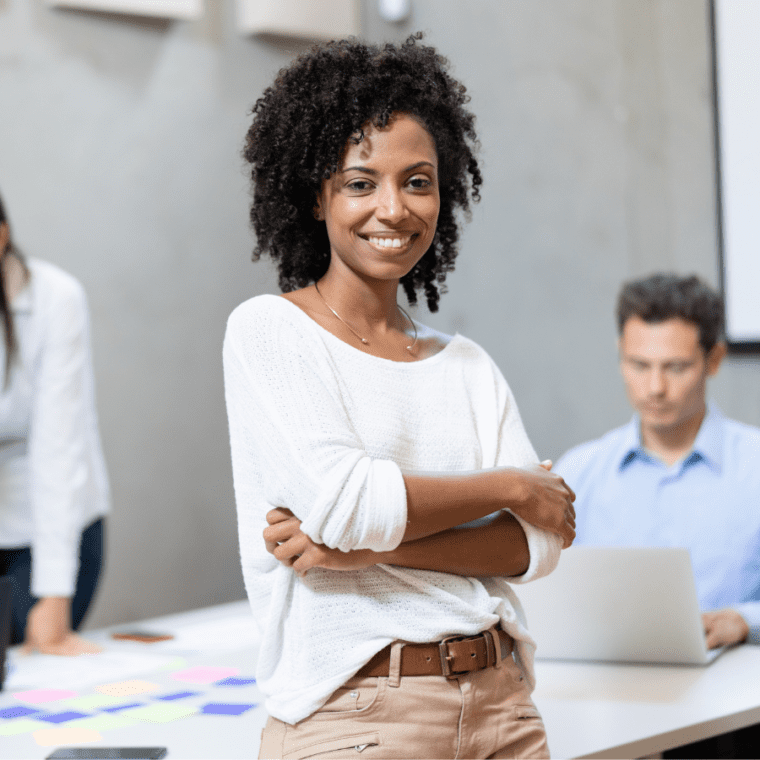 Woman leading team meeting