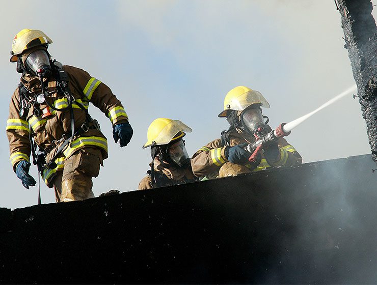 Group of firefighters working together