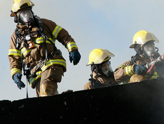 3 firefighter apprentices in their end-point assessment