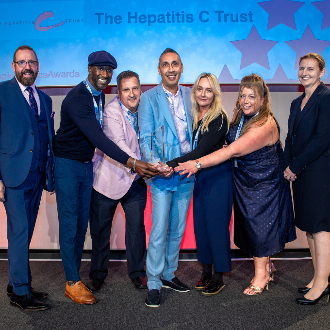 Hepatitis C Trust receiving an award at the Inspire Justice Awards
