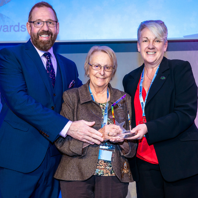 Margaret Davis receiving an Inspire Justice Award