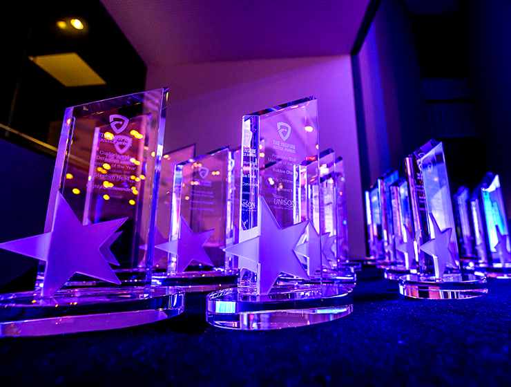 Trophies at the 2023 Inspire Justice Awards