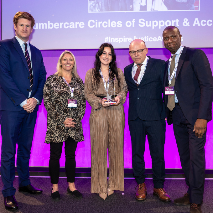 Humbercare receiving an Inspire Justice Award