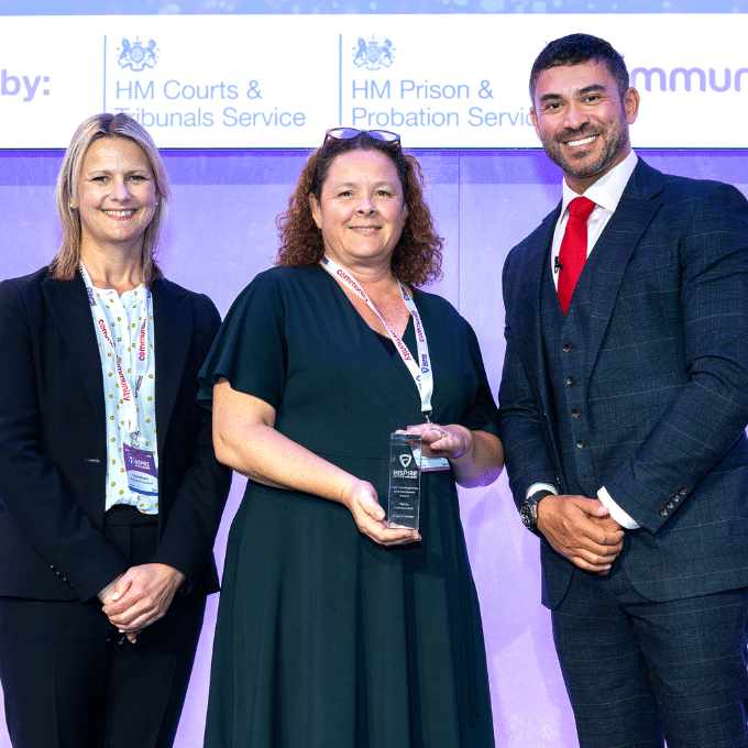 Eleanor Parker, UKRA, receiving an Inspire Justice Award