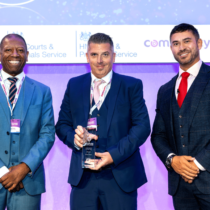 Moray Ross receiving an Inspire Justice Award