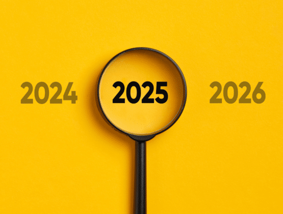 Year 2025 highlighted with a magnifying glass